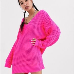 ◆◇OVERSIZED KNIT DRESS◇◆ HOT PINK ASOS